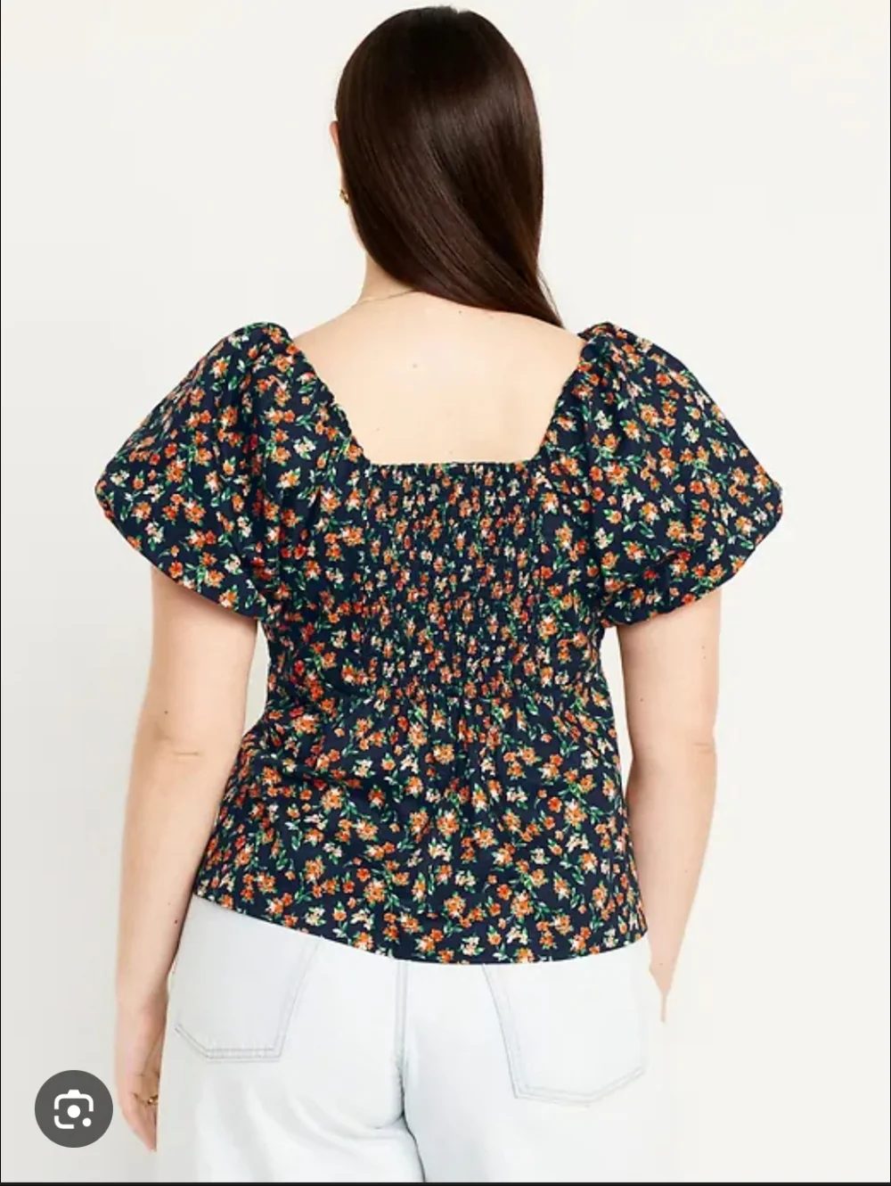 Old Navy Floral Waist-Defined V-Neck Top